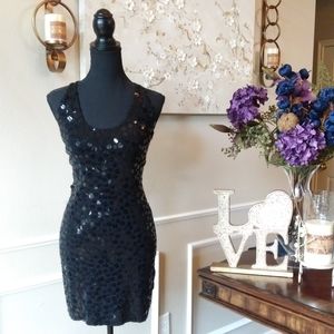 Black Disk Sequined Mini Dress by Forever21. Size S